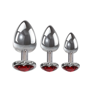 Adam & Eve Three Hearts - Gem Metallic Butt Plug Set - 3 Sizes