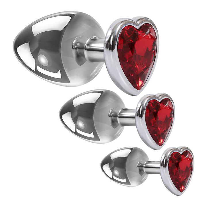 Adam & Eve Three Hearts - Gem Metallic Butt Plug Set - 3 Sizes