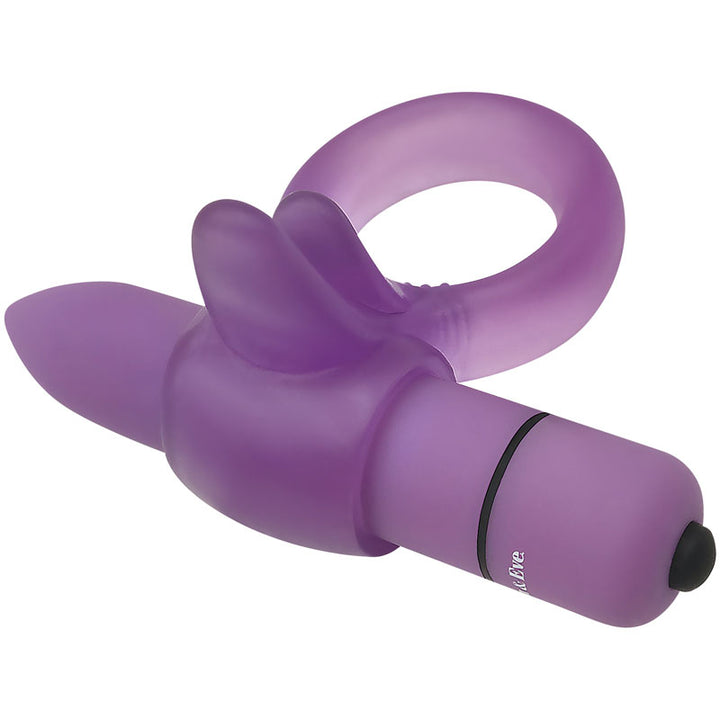 Adam & Eve Vibrating Clitoral Tongue Cock Ring - Purple