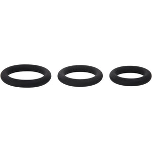 Adam & Eve Silicone Penis Cock Ring Set - 3 Sizes - Black