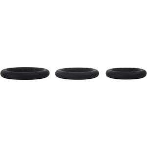 Adam & Eve Silicone Penis Cock Ring Set - 3 Sizes - Black