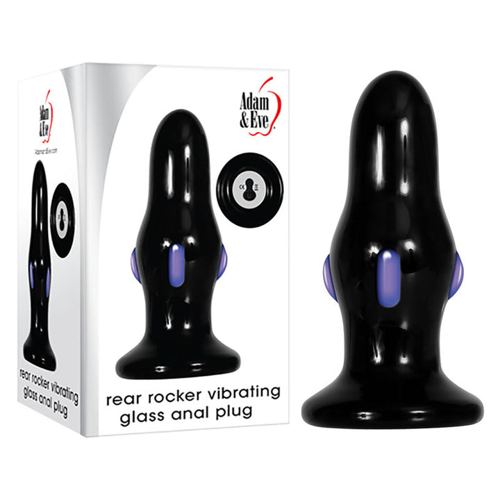 Adam & Eve Rear Rocker - Black Glass 9.8cm Vibrating Butt Plug