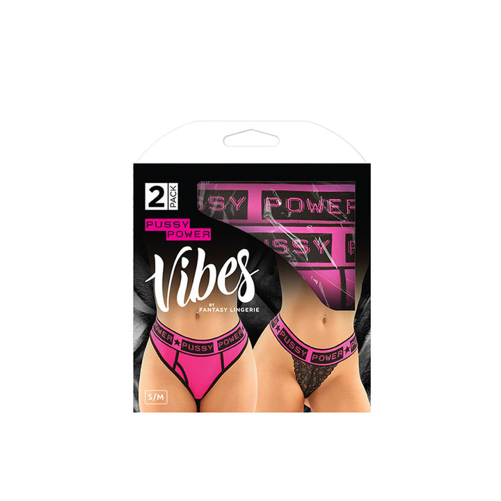 Vibes Pussy Power Brief & Thong - 2 Pack - L/XL