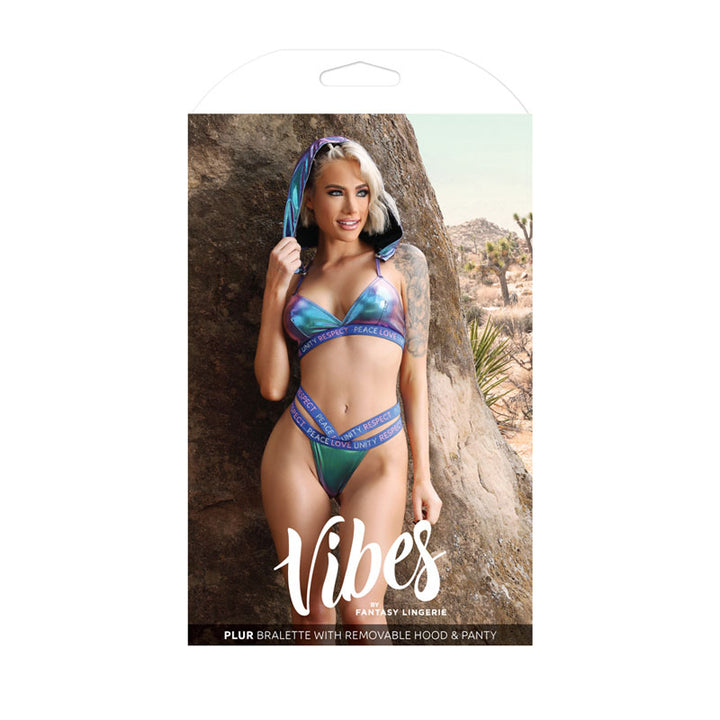 Vibes Plur Bralette with Removeable Hood & Panty - M/L