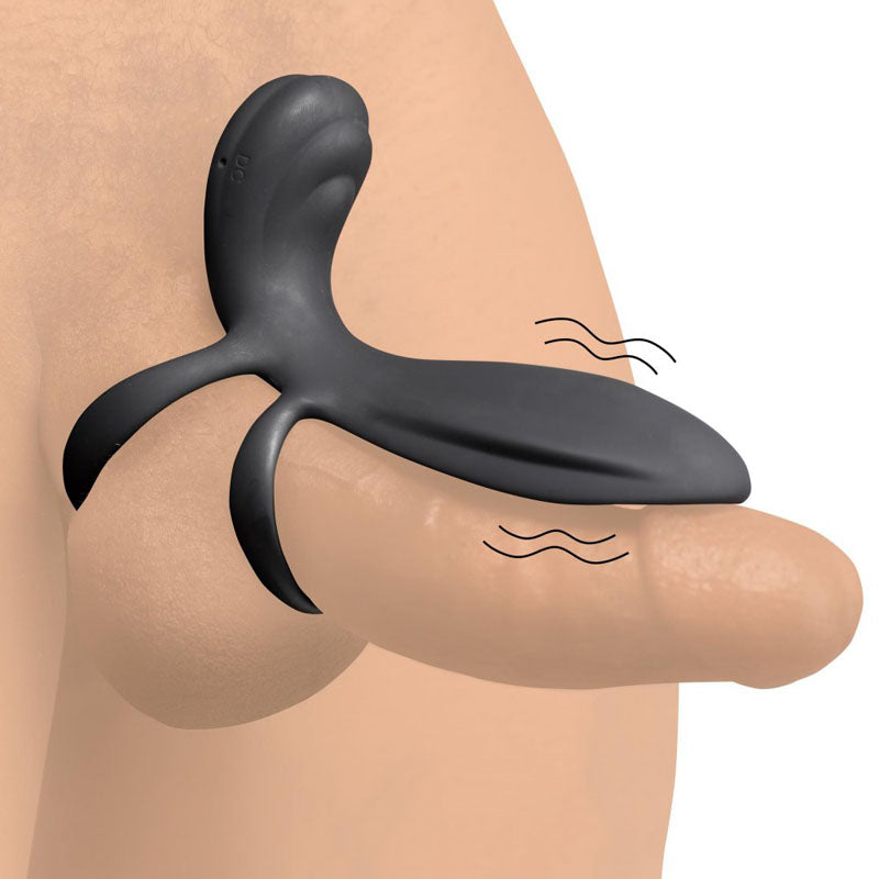 Trinity Vibrating Girth Enhancer Penis Sleeve with Remote - Black