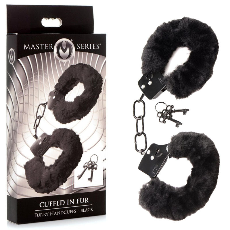 Master Series Cuffed in Fur Black Handcuffs