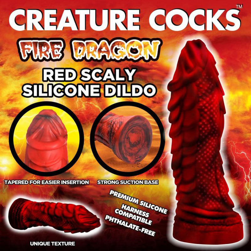 Creature Cocks Fire Dragon Red Scaly fantasy Dildo