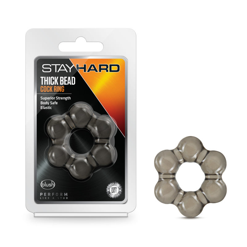 Stay Hard Thick Bead Black Cock Ring