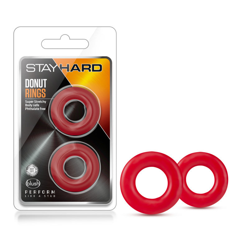 Stay Hard Donut Red Cock Rings - Set of 2