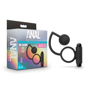 Anal Adventures Platinum Black Ball Butt Plug & Vibrating C-Ring