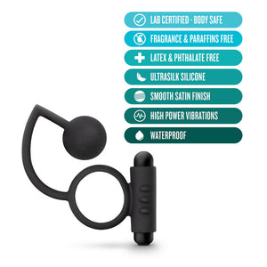 Anal Adventures Platinum Black Ball Butt & Vibrating C-Ring
