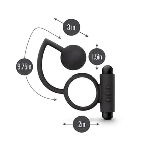 Anal Adventures Platinum Black Ball Butt & Vibrating C-Ring