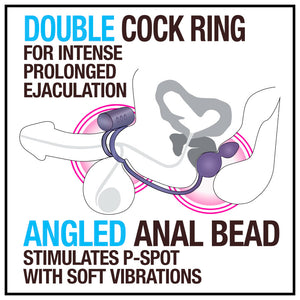 Anal Adventures Platinum Black Butt Plug & Vibrating C-Ring