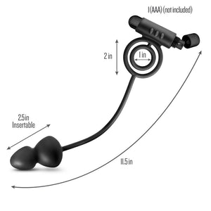 Anal Adventures Platinum Black Butt Plug & Vibrating C-Ring