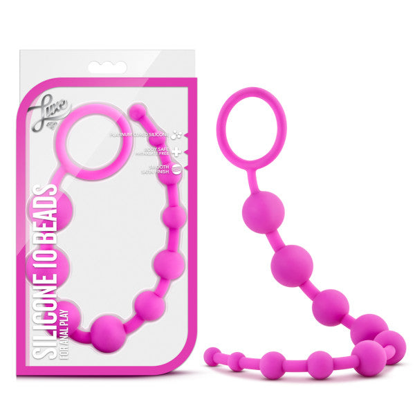Luxe - Silicone 10 Beads - Pink 12.5 Inch Anal Beads