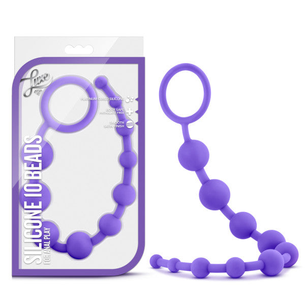 Luxe - Silicone 10 Beads - Purple 12.5 Inch Anal Beads