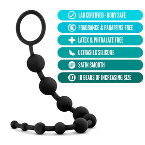 Anal Adventures Platinum Black 10 Anal Beads