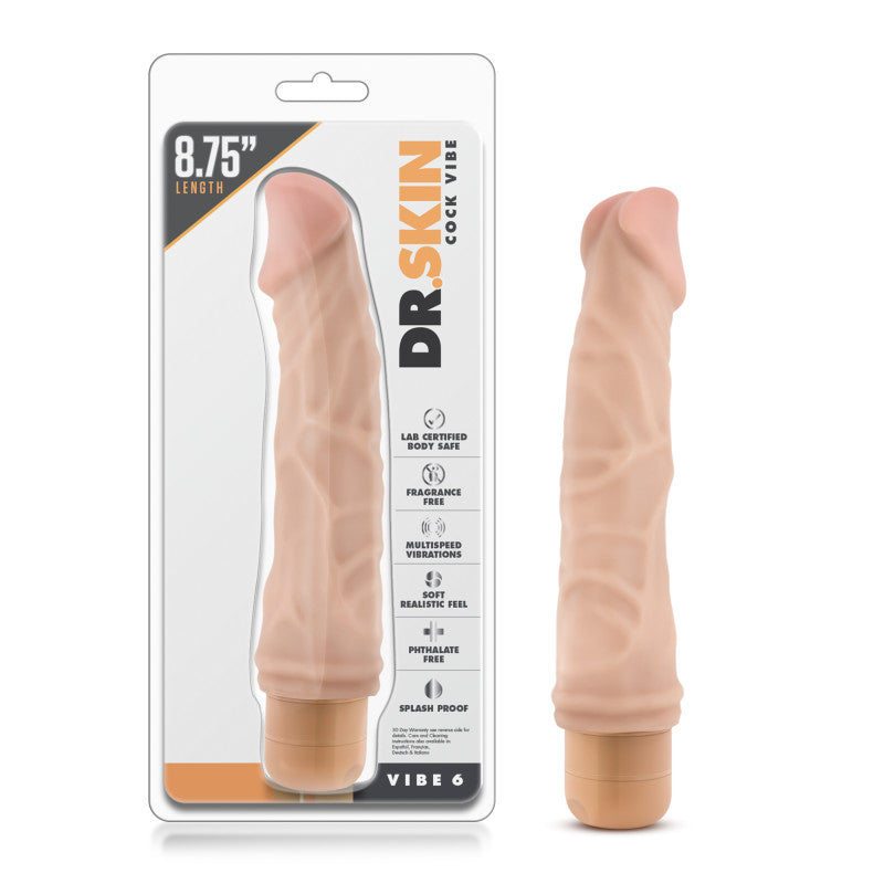 Dr. Skin Cock Vibe 6 - 8.5 Inch Cock - Flesh Vibrating Dong