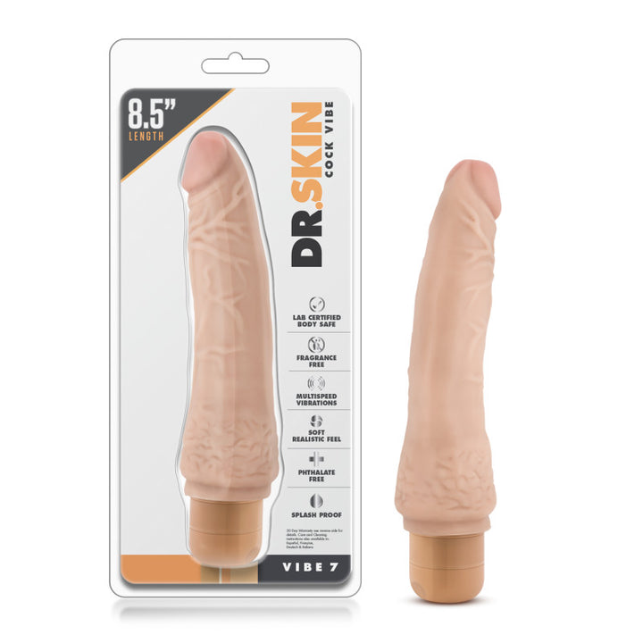 Dr. Skin Cock Vibe 7 - 8.5 Inch Cock - Flesh Vibrating Dong