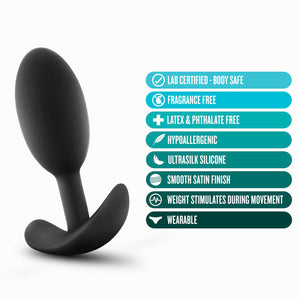 Anal Adventures Platinum Vibra Slim Butt Plug - Medium - Black