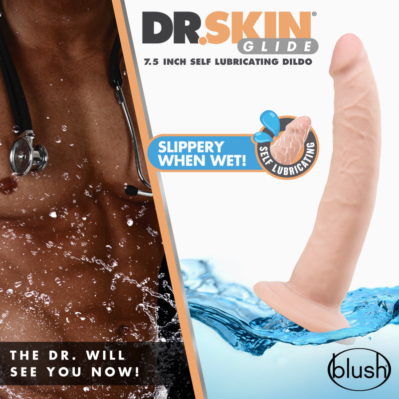 Dr. Skin Glide 7.5 Inch Self Lubricating Flesh Dildo