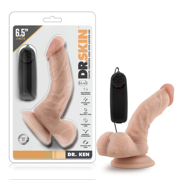 Dr. Skin Dr. Ken 6.5 Inch Vibrating Cock with Suction Cup - Flesh
