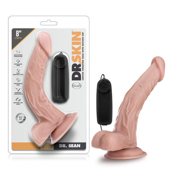 Dr. Skin Dr. Sean 8 Inch Vibrating Dildo with Remote - Flesh