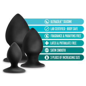 Anal Adventures Platinum Black Stout Plug Kit
