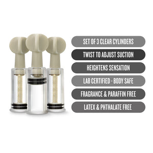 Temptasia Clit & Nipple Twist Clear Suckers - Set of 3