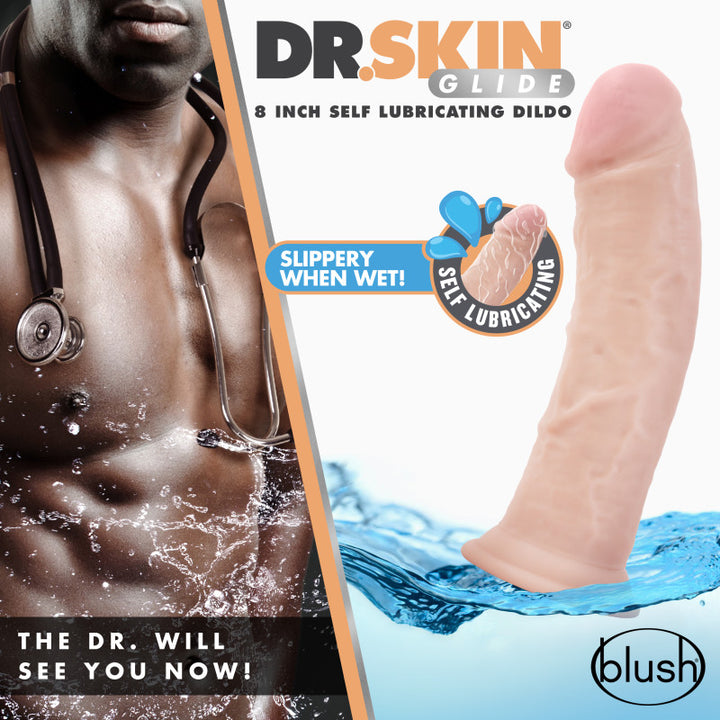 Dr. Skin Glide 8 Inch Flesh Self Lubricating Dildo