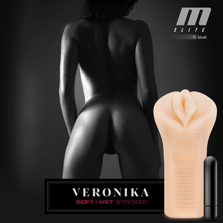M Elite Soft and Wet - Veronika Vibrating Stroker - Flesh