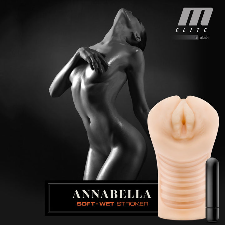M Elite Soft and Wet - Annabella Vibrating Stroker - Flesh