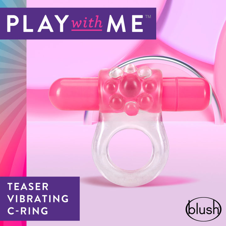 Play With Me Teaser Vibrating C-Ring - Clear/Pink