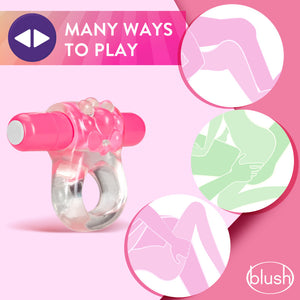 Play With Me Teaser Vibrating C-Ring - Clear/Pink