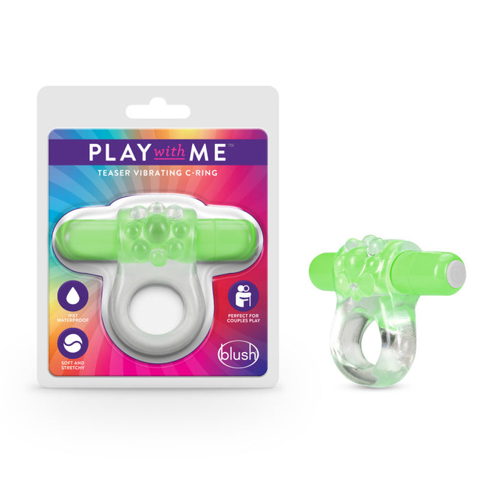 Play With Me Teaser Vibrating C-Ring - Green