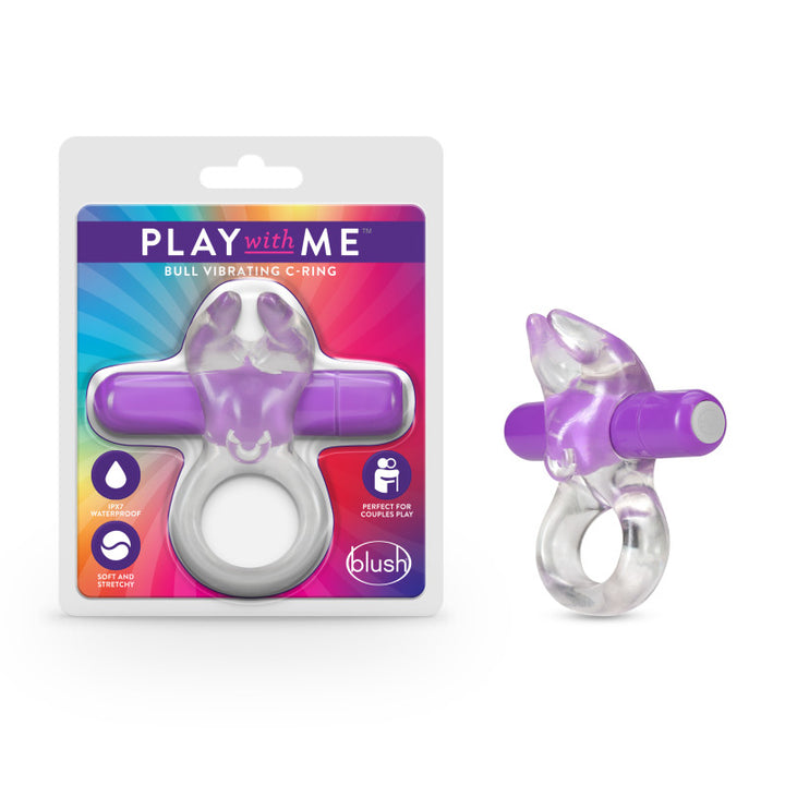 Play With Me Bull Vibrating C-Ring - Clear/Purple
