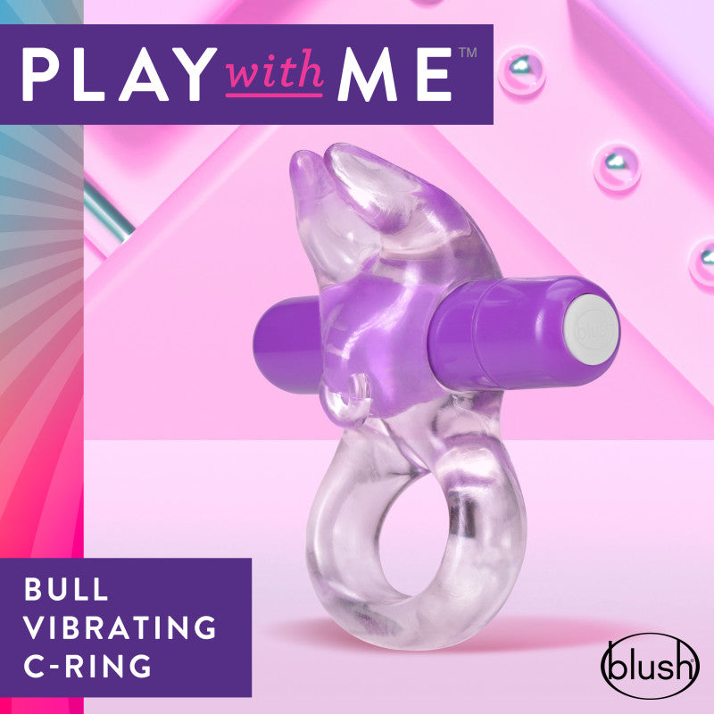 Play With Me Bull Vibrating C-Ring - Clear/Purple
