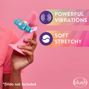 Play With Me Bull Vibrating C-Ring - Clear/Blue