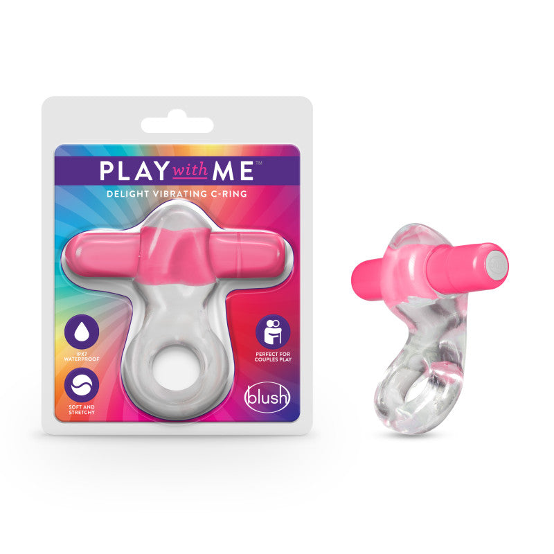 Play With Me Delight Vibrating C-Ring - Clear/Pink