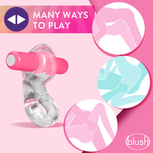 Play With Me Delight Vibrating C-Ring - Clear/Pink