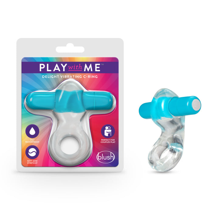 Play With Me Delight Vibrating C-Ring - Clear/Blue