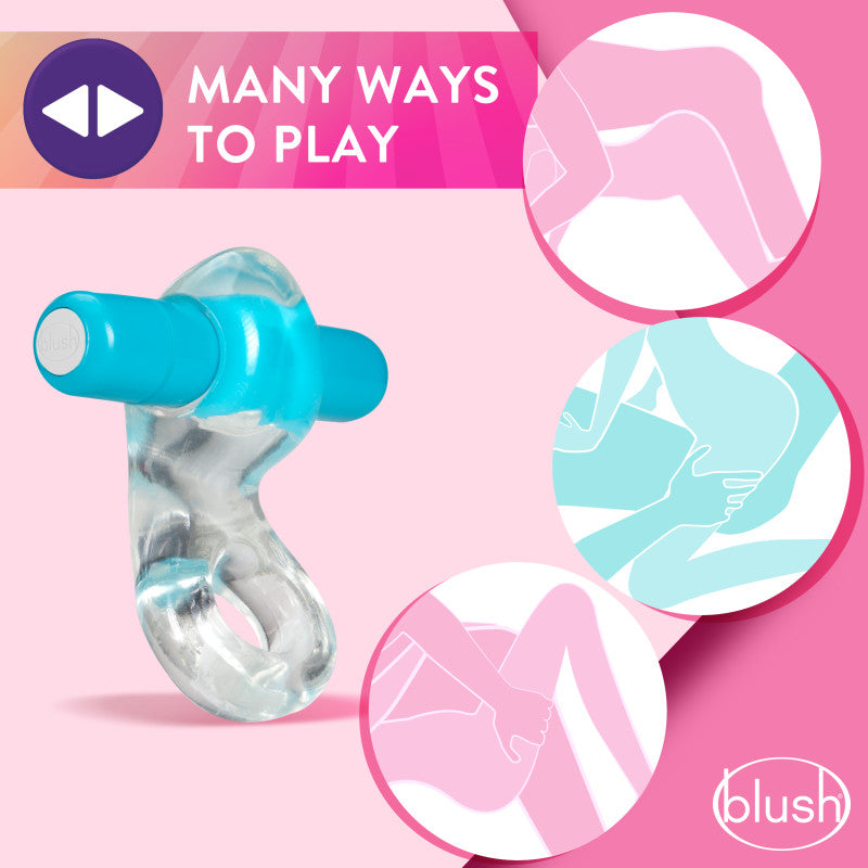 Play With Me Delight Vibrating C-Ring - Clear/Blue