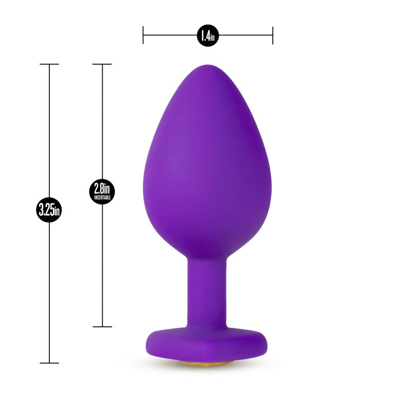 Temptasia Bling Medium Purple Butt Plug with Heart Jewel