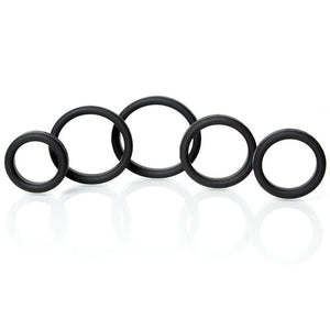 Boneyard Silicone Black Cock Ring 5 Pcs Kit