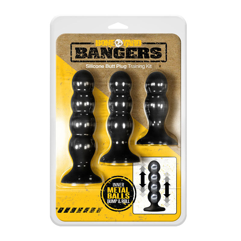 Boneyard Bangers - Black Silicone Butt Plug Training Kit