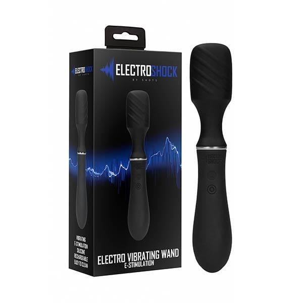 Electro Shock Black Vibrating Rechargeable Massager Wand With E-Stim 