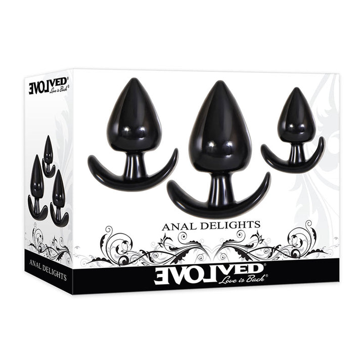 Evolved Anal Delights - Black Butt Plugs - Set of 3 Sizes
