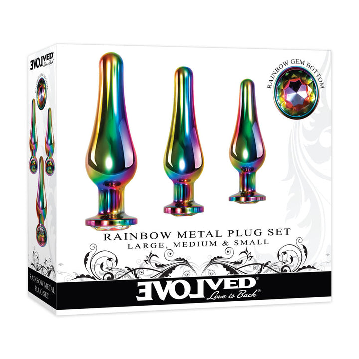Evolved Rainbow Metal Plug with Gem Set - Set of 3 Sizes