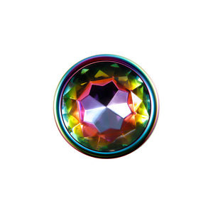 Evolved Rainbow Large Metal Butt Plug with Gem Base