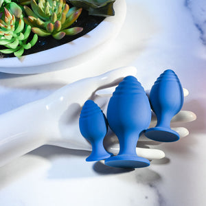 Evolved Get Your Groove On - Blue Butt Plugs - Set of 3 Sizes